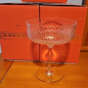 Ribbed Clear Martini Glass